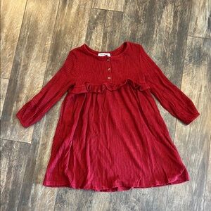 Old Navy Dark Red Babydoll Dress with Long Bishop Sleeves